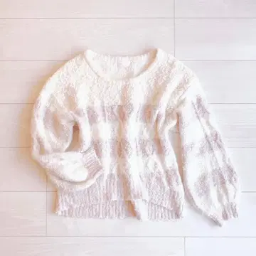 LIZLISA 옅은 핑크 x 아이보리 니트 레이스 히메 스타일