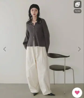 LIAN 카라 부착 지퍼 니트 스웨터