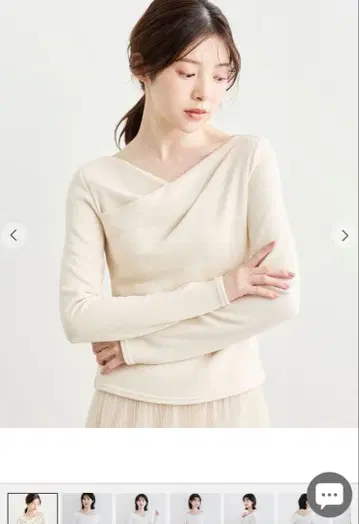 COCO DEAL 라메 아지메 넥 오프숄더 티셔츠