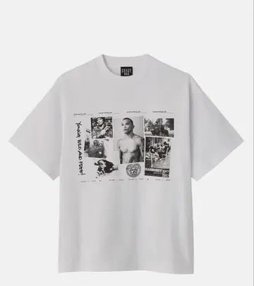 그래픽 프린트 T셔츠 L 화이트