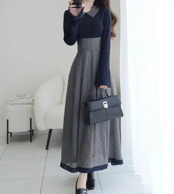 mily bilet 플레어 소매 도킹 롱 원피스