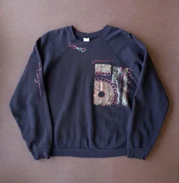 80's 빈티지 Tultex 맨투맨 트레이닝복 짧은 기장 핸드 페인트