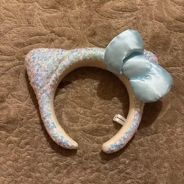 키티 스팽글 머리띠 화이트 블루