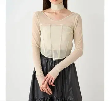 [택 포함] SNIDEL 코르셋 디자인 컷 상의 아이보리