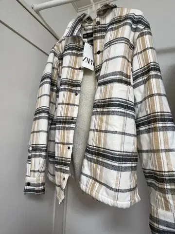 ZARA 플리스 셔츠 자켓 체크 무늬 플리스 자켓