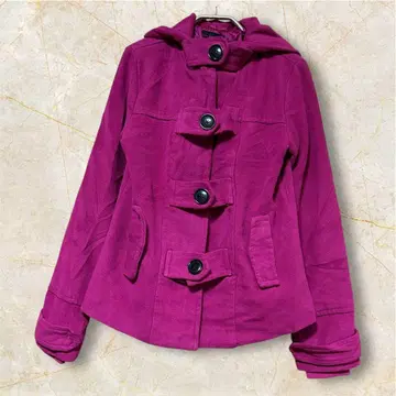 New Look 후드 부착 핑크 자켓 후드 부착 더플 코트