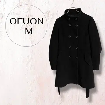 오프온 코트 M 블랙 더블 버튼 울풍 스탠드 카라 스타일리시