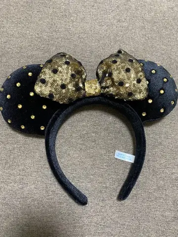 미니 머리띠 블랙 x 골드 도트