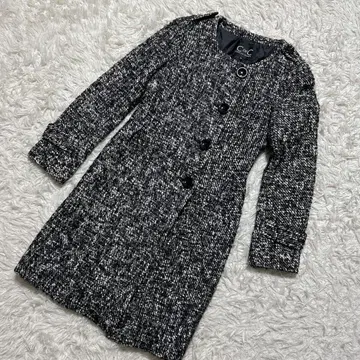 [ c6707 ] 새상품급 C de C 롱 코트 긴팔 트위드