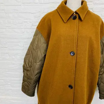 NOMINE 소매 퀼팅 스텐카라 코트 롱 코트 프리 사이즈