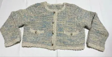 트위드풍 가디건 색스 블루