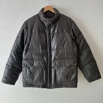 80s 빈티지 돼지 가죽 다운 자켓 다크 브라운