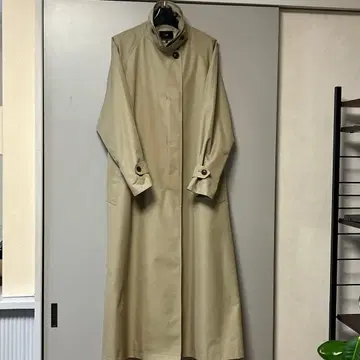 베이지 롱 트렌치코트 허리 리본 포함