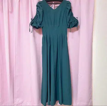 앙데팡당 소매 리본 허리 턱 원피스