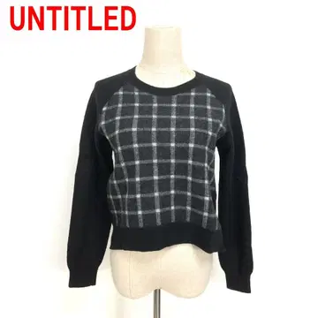 A7249 언타이틀 긴팔 니트 스웨터 울 체크 블랙 그레이 2