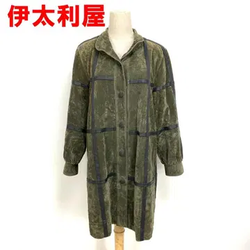 A7254 이타리야 롱 코트 안감 있음 엠보싱 가공 모스그린 9