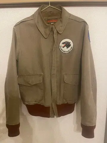 버즈릭슨 A2 A-2 코튼 빨간색 리브 플라이트 자켓