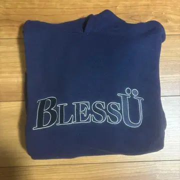 BlessU 네이비 후드 부착 후드티