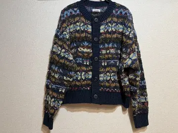 COOHEM 페어아일 니트 가디건 네이비