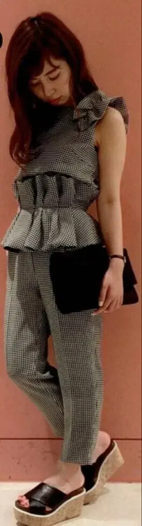 프레이 아이디 깅엄 체크 셋업