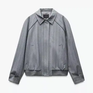 ZARA 자라 스트라이프 봄버 자켓 그레이