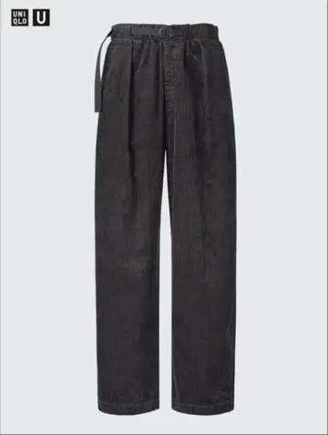 UNIQLO U 코듀로이 턱 와이드 팬츠 다크 그레이 M 완판