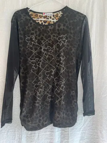 표범 무늬 긴팔 상의