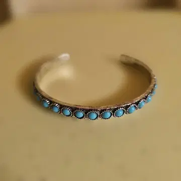 터콰이즈 컬러 스톤 실버 뱅글