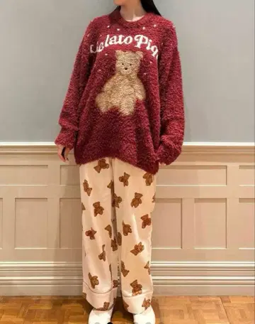 젤라또피케 스노우 베어 자카드 풀오버 & 넬 롱 팬츠