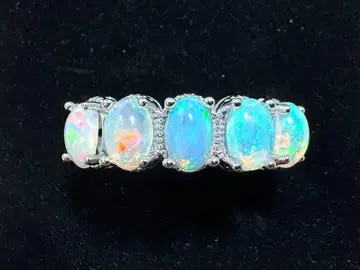 실버 925 대형 오팔 반지 5알