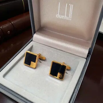 새상품급 던힐 커프스 스퀘어 d로고 골드 블랙 박스 포함 고급