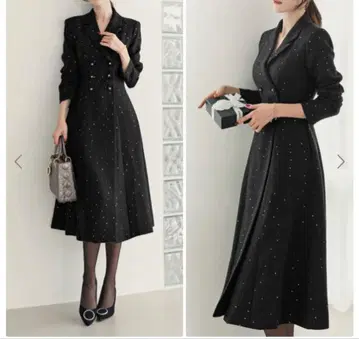 [ CHICLINE ] 스팽글 트위드 플레어 원피스