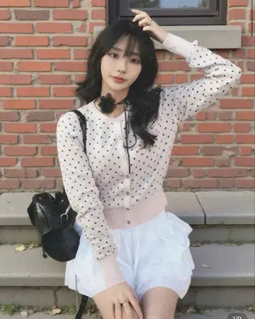 핑크 도트 가디건