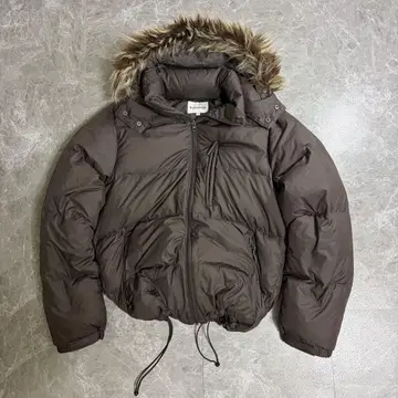 y2k 00s 아카이브 퍼 다운 자켓 브라운 드로 코드