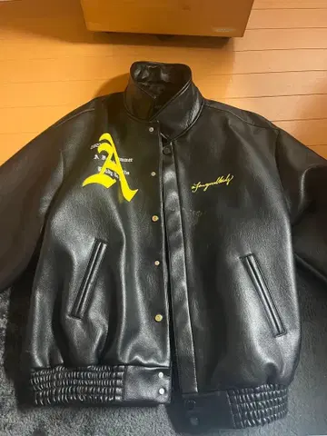 a few good kids 블랙 레더 스타디움 자켓
