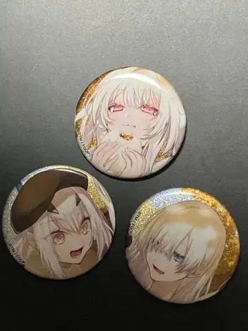 FGO 로손 콜라보 글리터 캔뱃지 3개 세트