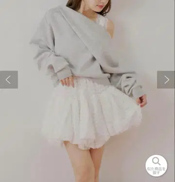 CHICO 밑단 벌룬 레이스 미니 스커트