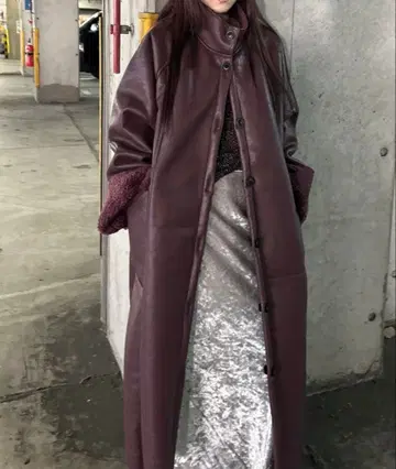 Ezick 가죽 버튼 달린 롱 코트