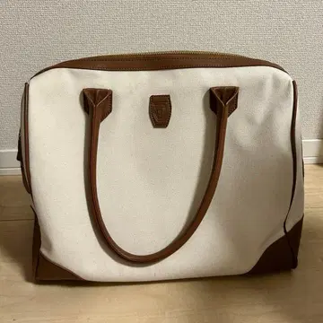 TINA:JOJUN 보스턴 백 엠블럼 캔버스 브라운 베이지