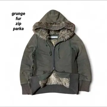 archive grunge fur zip up sweat y2k