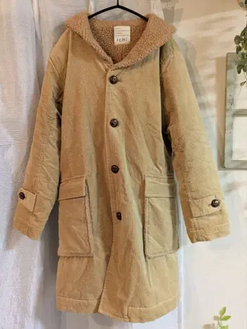이치 이치 코듀로이 보아 코트 보아 옷깃 카멜