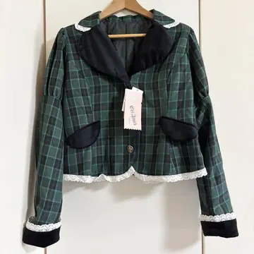시마무라 아이노 에리 콜라보 자켓 타탄 체크 그린 3L