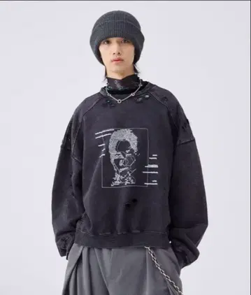 4-pattern Graphic Distressed Sweat