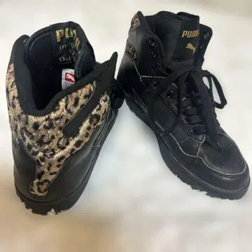 PUMA 레오파드 하이컷 스니커즈 블랙 x 골드 푸마 표범 무늬