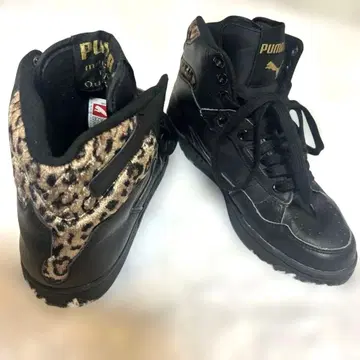 PUMA 레오파드 하이컷 스니커즈 블랙 x 골드 푸마 표범 무늬 새상품급