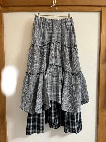 jouetie 티어드 체크 롱 스커트 쥬에티