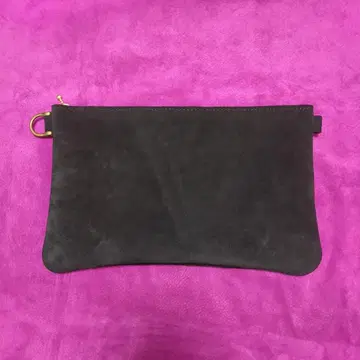 블랙 스웨이드 지퍼 파우치