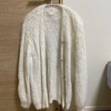 GRL 화이트 퍼 가디건