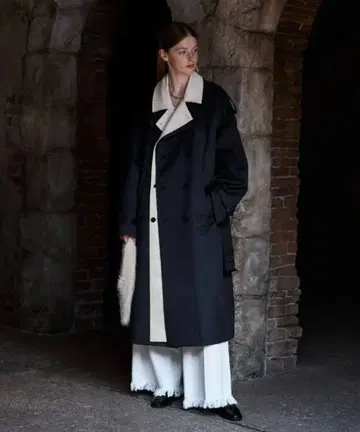 seyto 투톤 레이어드 코트 사이즈 2