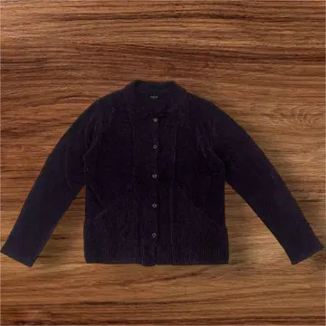 퍼플 리브 니트 스웨터 긴팔